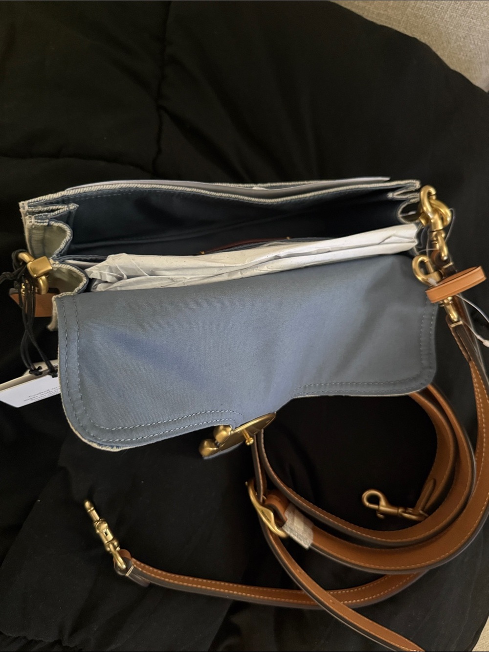 Coach Tabby Shoulder Bag 26 in Light Blue Denim with Gold Accents - Picture 8 of 8
